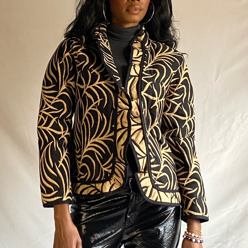 Black and Gold Patterned reversible Jacket